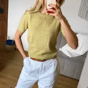 SINSAY Women's Crew Neck Short Sleeve Sweater in Moss Green 🌳